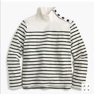 JCrew Mock Turtleneck Cream and Green sz M